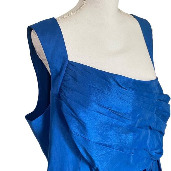 Calvin Klein 22W Blue Shiny Sleeveless Dress Ruched Chest Cocktail Party - Picture 2 of 6